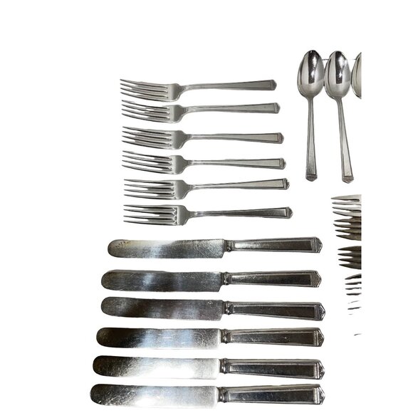 Vintage Sheffield Silver Plated Cutlery Set Art Deco Style Anniversary Pattern - Picture 4 of 4